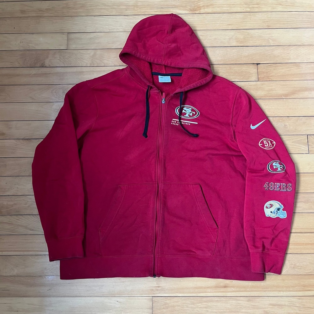 Nike San Francisco 49ers Mens XL Full Zip Hoodie Red NFL 5X Super Bowl Champions